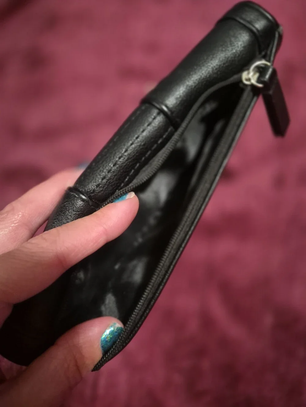 Jessica Simpson Black Foldover Wallet with Gold Logo and Stud Accents